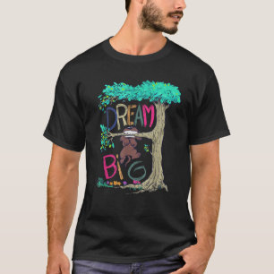 Camiseta Grandes Sonhos Cachorro de Desenho Animado Fofo Mã