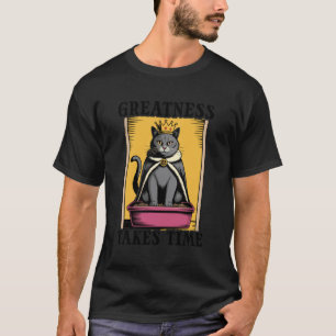 Camiseta Grandeza Leva Tempo Caixa de Areia Amante de Gatos