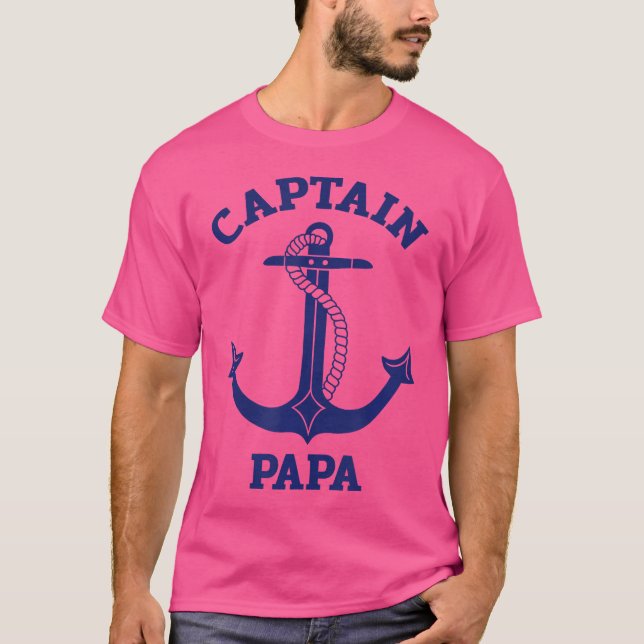 Camiseta Grandfather'S Day Nautical Anchor Captain Papa (Frente)