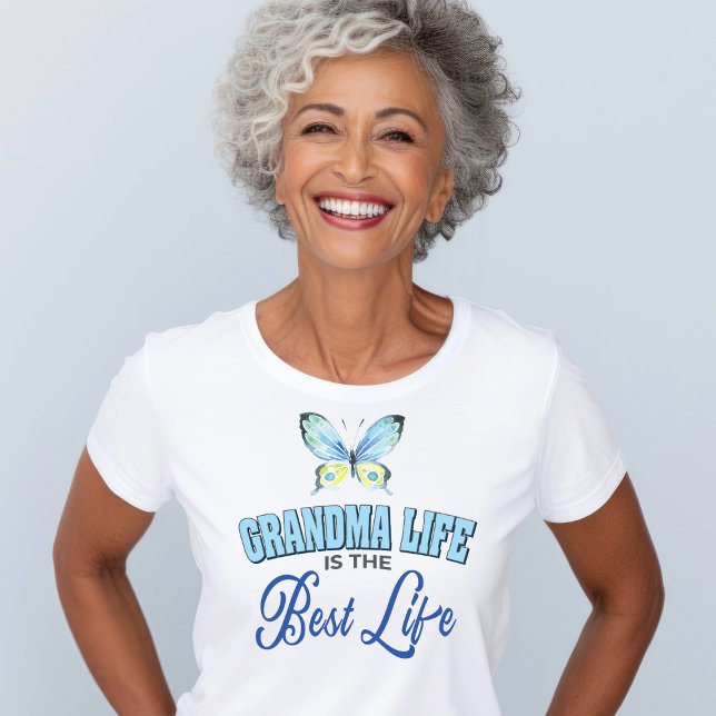 Camiseta Grandma (Grandma shirt for proud grandmas. Cute, modern with butterfly. Fun to wear!)