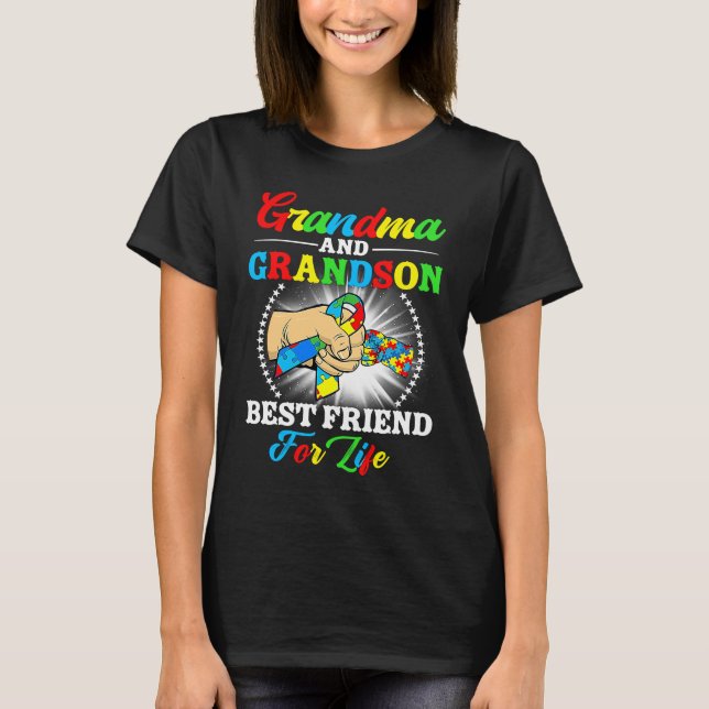 Camiseta Grandma And Grandson Best Friend For Life Autism A (Frente)