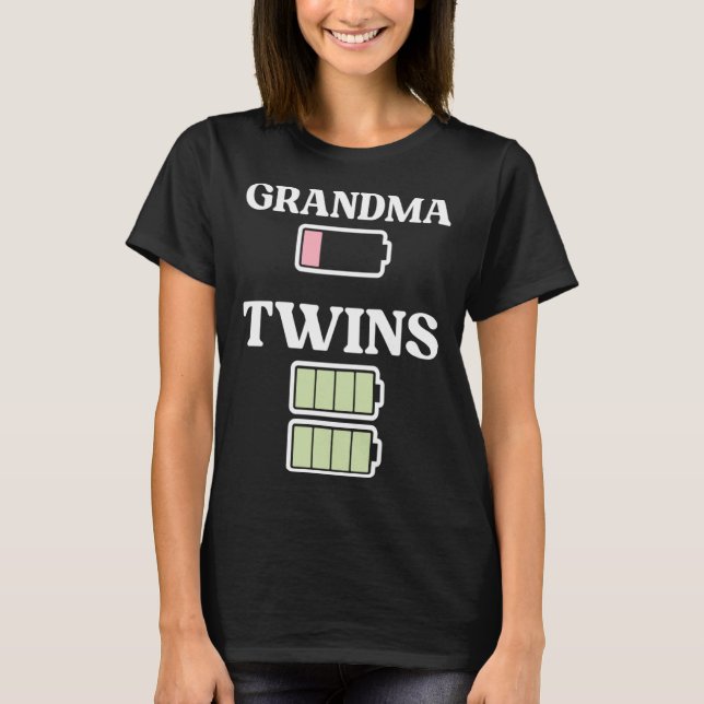 Camiseta Grandma Battery Twin Grandma Of Twins Twin Grandmo (Frente)