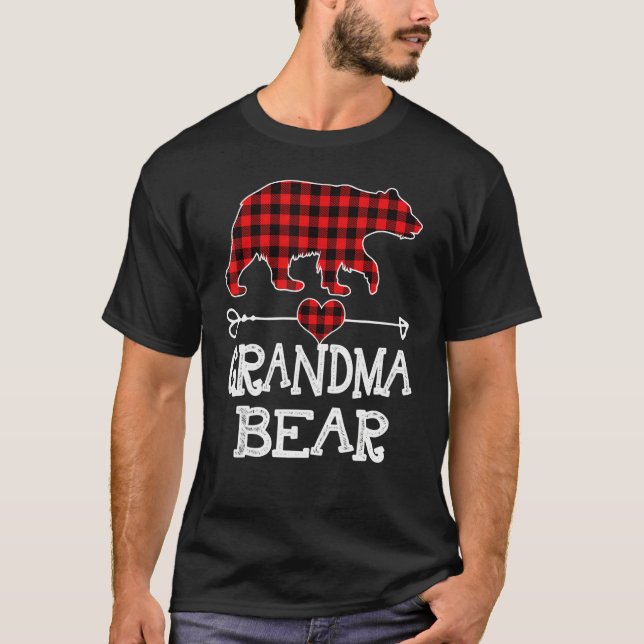 Camiseta Grandma Bear Christmas Pajama Red Plaid Buffalo Fa (Frente)