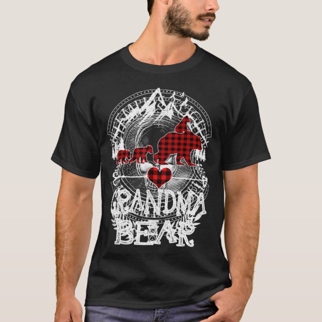 Camiseta Grandma Bear Christmas Pajama Red Plaid Buffalo Fa (Frente)