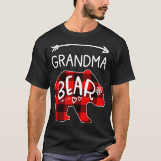 Camiseta Grandma Bear Red Black Plaid Grandma Christmas Bea
