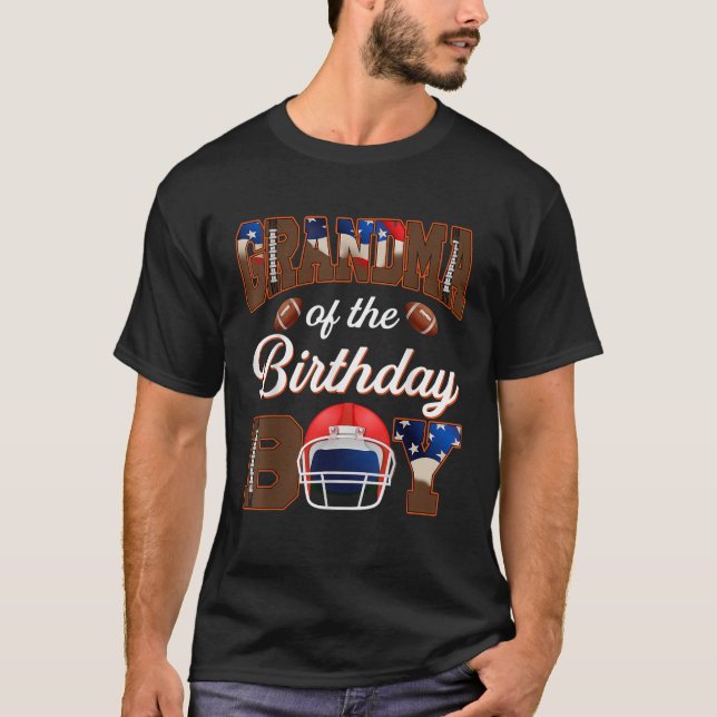 Camiseta Grandma Birthday Boy Football Family Matching Part (Frente)