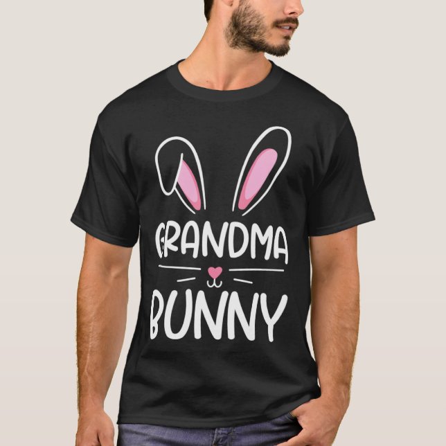 Camiseta Grandma Bunny Happy Easter Day Men Women Matching  (Frente)