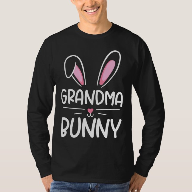 Camiseta Grandma Bunny Happy Easter Day Men Women Matching  (Frente)