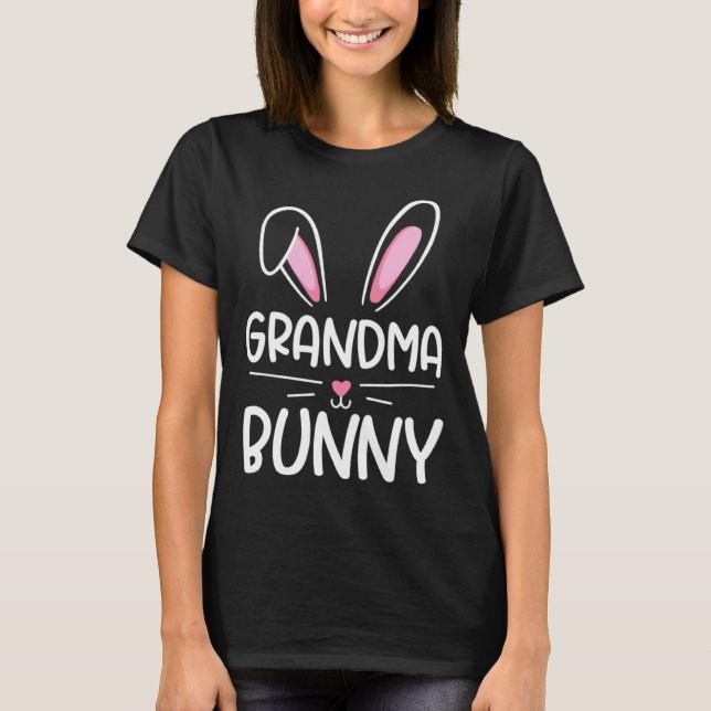 Camiseta Grandma Bunny Happy Easter Day Men Women Matching  (Frente)