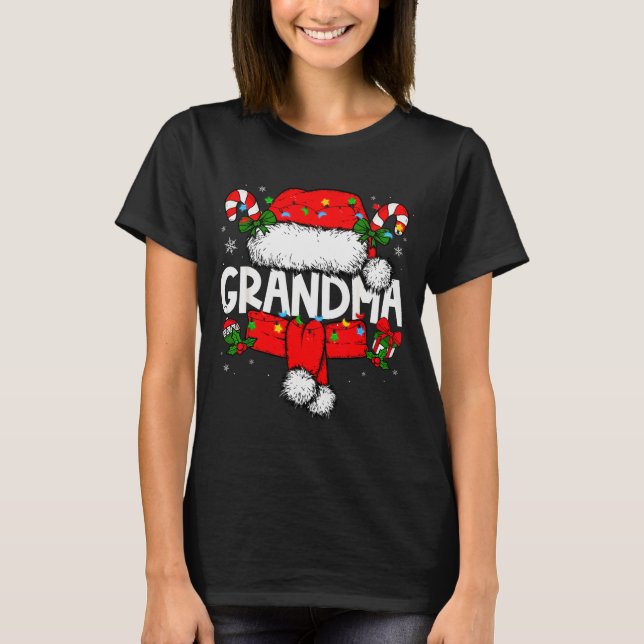 Camiseta Grandma Christmas Pajama Santa Claus Family Matchi (Frente)