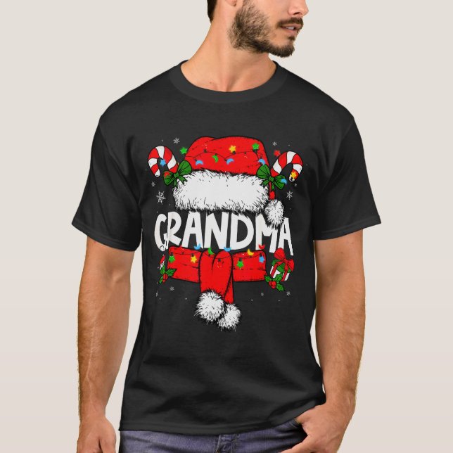 Camiseta Grandma Christmas Pajama Santa Claus Family Matchi (Frente)
