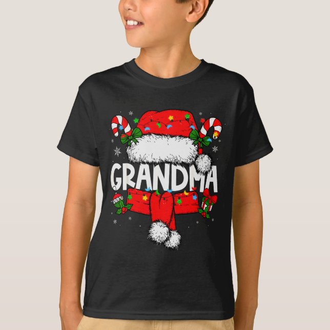Camiseta Grandma Christmas Pajama Santa Claus Family Matchi (Frente)