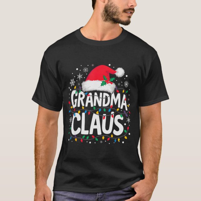 Camiseta Grandma Claus Christmas Lights Santa Family Matchi (Frente)