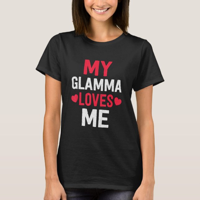 Camiseta Grandma Grandkids My Loving Glamma Loves Me Family (Frente)