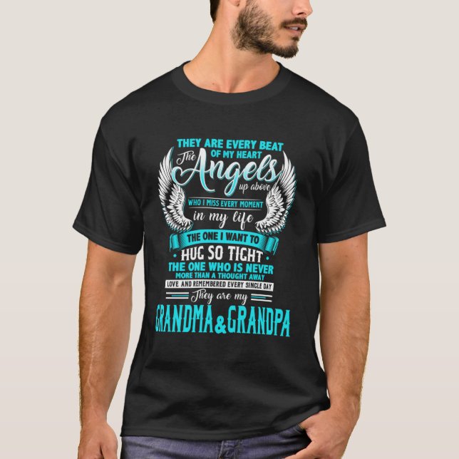 Camiseta Grandma & Grandpa Every Beat Of My Heart The Angel (Frente)