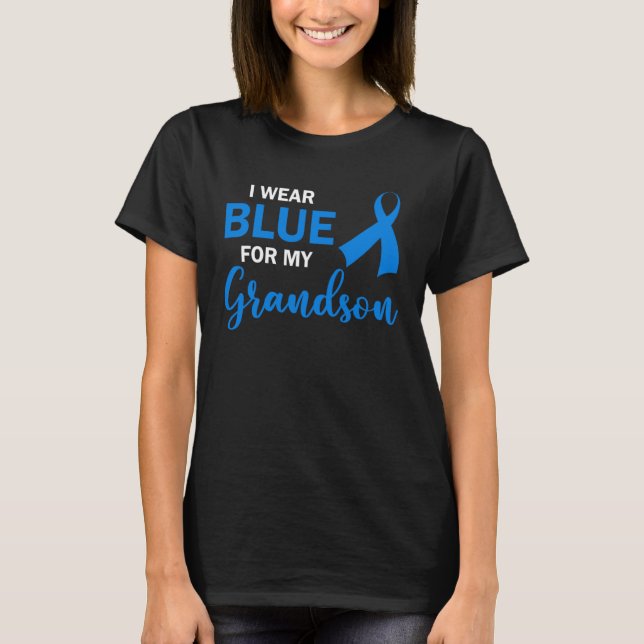 Camiseta Grandma Grandpa I Wear Blue For My Grandson Autism (Frente)