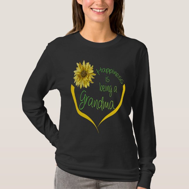 Camiseta Grandma   Happiness Is Being A Grandma  Sunflower (Frente)