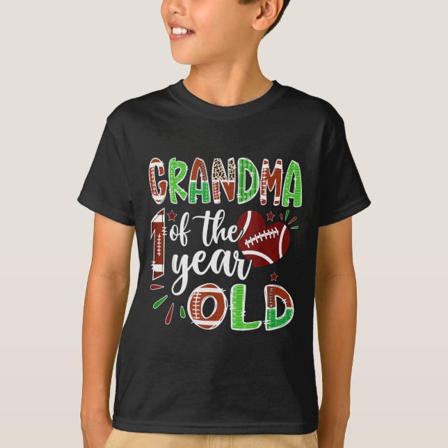 Camiseta Grandma Of The 1 Year Old Football 1st Birthday Bo (Frente)