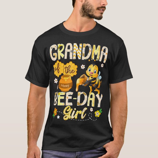 Camiseta Grandma Of The Bee-Day Girl Funny Bee Birthday Gir (Frente)