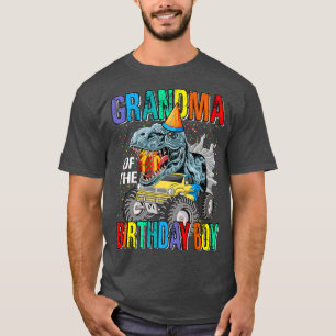 Camiseta Grandma Of The Birthday Boy Monster Truck Dinosaur