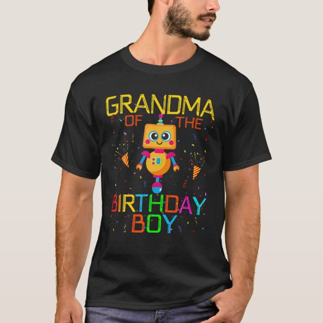 Camiseta Grandma Of The Birthday Boy Robotics Theme Family (Frente)