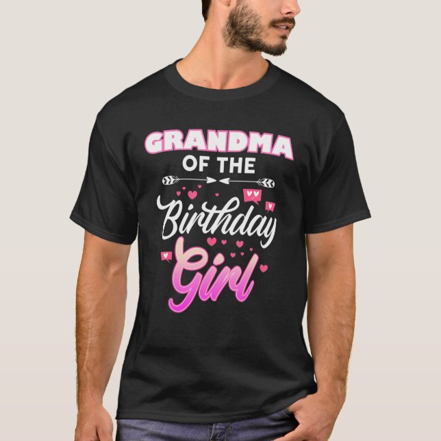 Camiseta Grandma Of The Birthday Girl Matching Family B-Day (Frente)