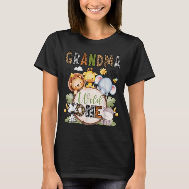 Camiseta Grandma Of The Wild One 1st Birthday Boy Jungle Sa (Frente)