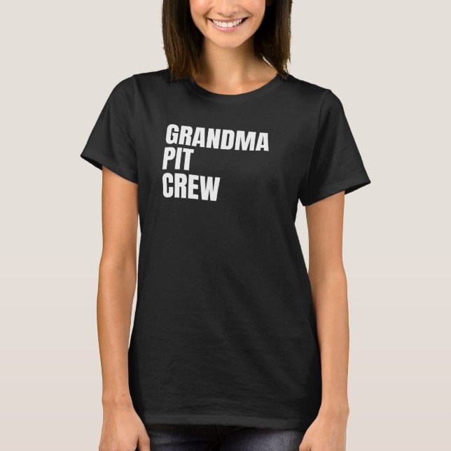 Camiseta Grandma Pit Crew Flag Car Racing Race Track Flag W (Frente)