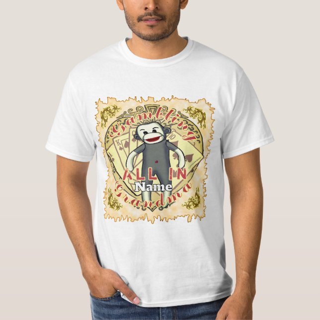 Camiseta Grandma Sock Monkey poker (Frente)