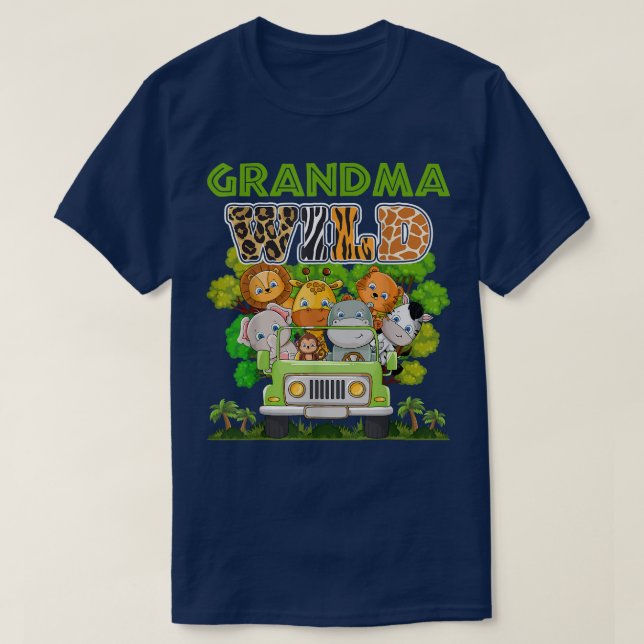 Camiseta Grandma Wild Zoo Theme Birthday Truck Safari Jungl (Frente do Design)