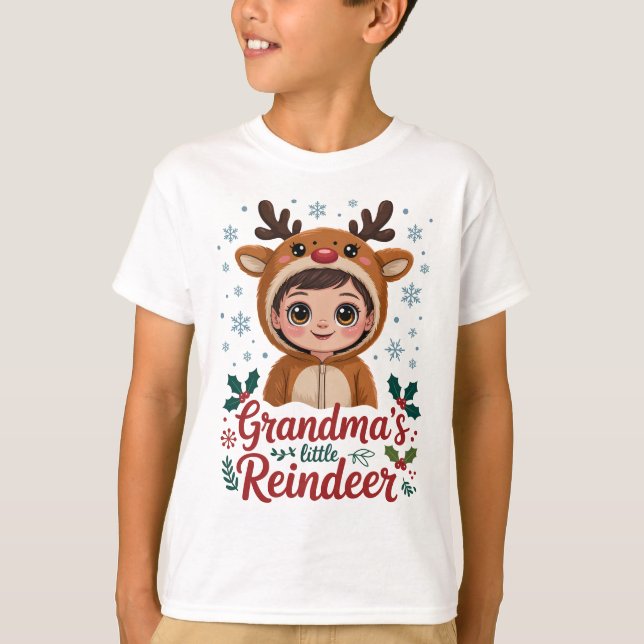 Camiseta Grandma's Little Reindeer Christmas Gifts (Frente)