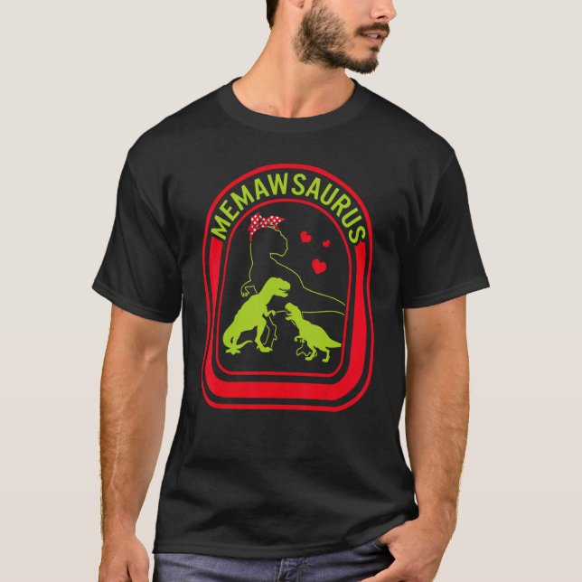 Camiseta Grandmother Memawsaurus Dinosaur Heart Dinosaur  M (Frente)