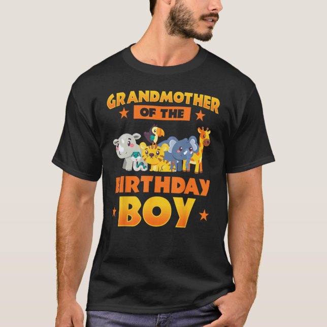 Camiseta Grandmother Of The Birthday Boy Zoo Safari Bday Pa (Frente)