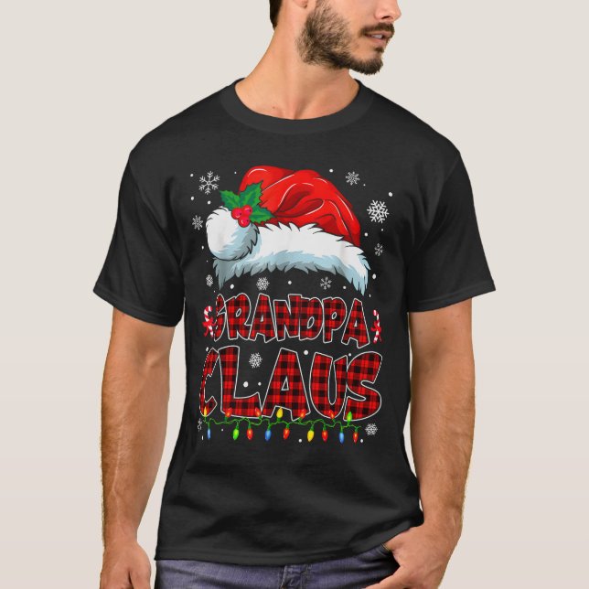 Camiseta Grandpa Claus Christmas Lights Pajama Family Group (Frente)