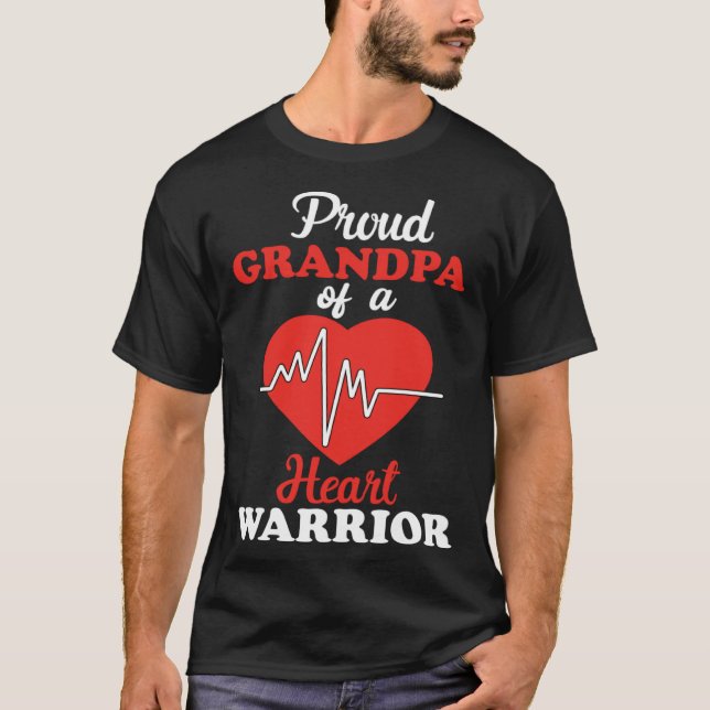 Camiseta Grandpa Congenital Heart Defect Warrior CHD Awaren (Frente)