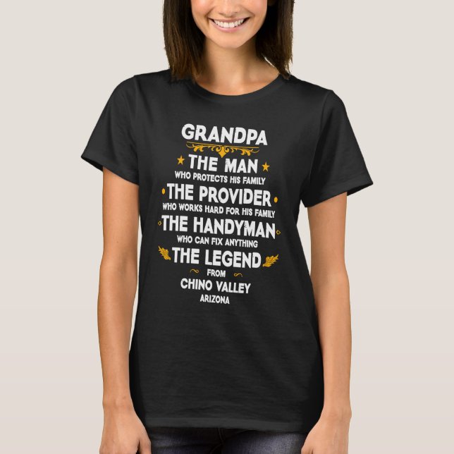 Camiseta Grandpa family Quote USA City Chino Valley Arizona (Frente)