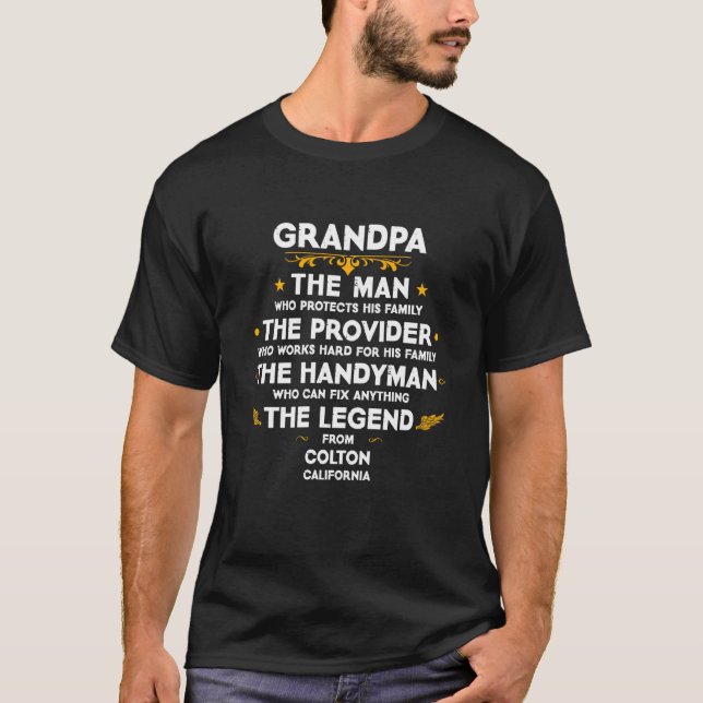 Camiseta Grandpa family Quote USA City Colton California (Frente)
