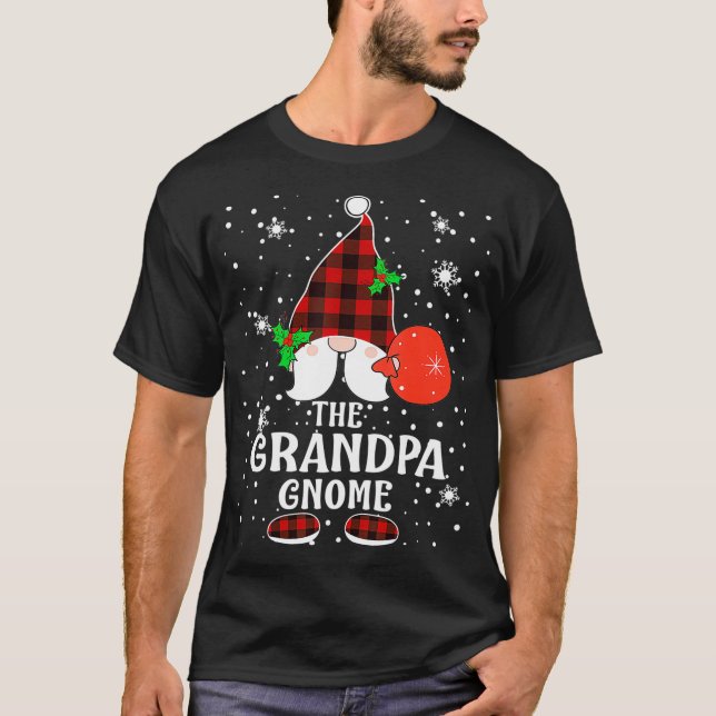Camiseta Grandpa Gnome Buffalo Plaid Matching Family Christ (Frente)