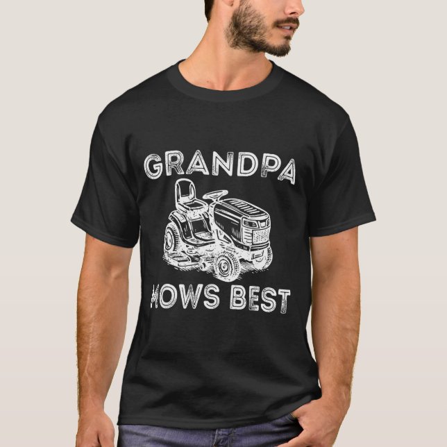 Camiseta Grandpa Mows Funny Lawn Mower Father's Day Papa  (Frente)