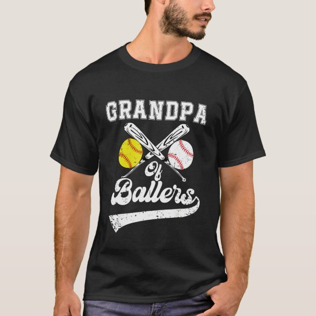 Camiseta Grandpa Of Ballers Softball Baseball Player Father (Frente)