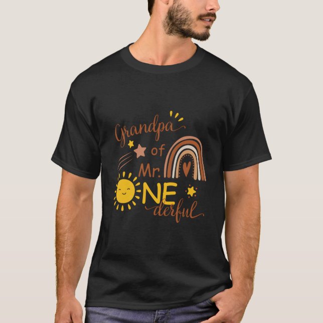 Camiseta Grandpa Of Mr One-Derful Py Boho Sun 1St (Frente)