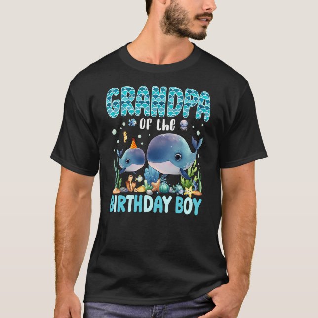 Camiseta Grandpa Of The Birthday Boy Sea Fish Aquarium Sea  (Frente)
