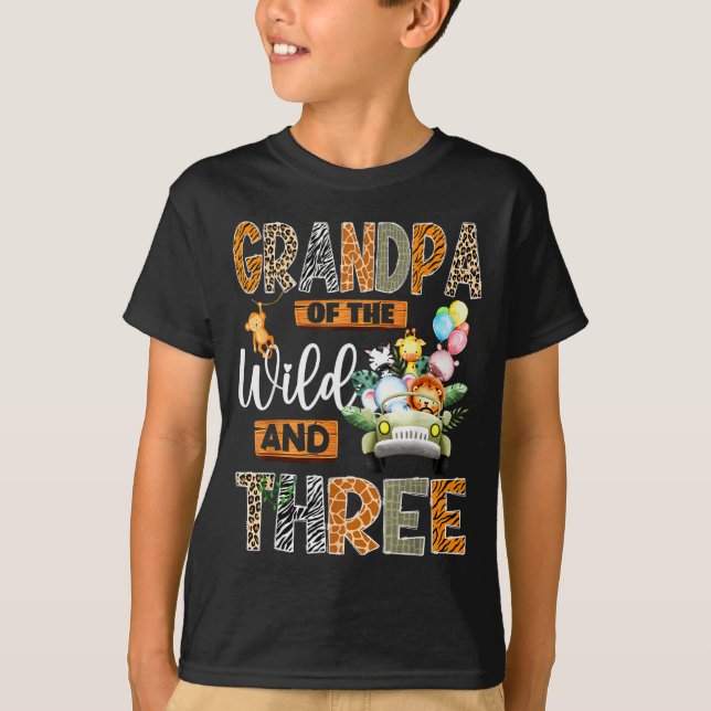 Camiseta Grandpa Of The Wild And Three 3rd Birthday Boy Saf (Frente)