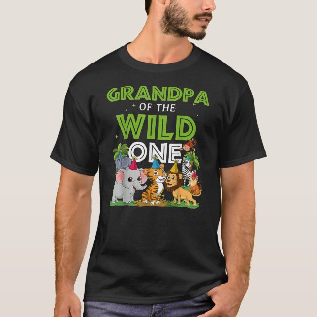 Camiseta Grandpa of the Wild One Zoo Birthday Safari (Frente)