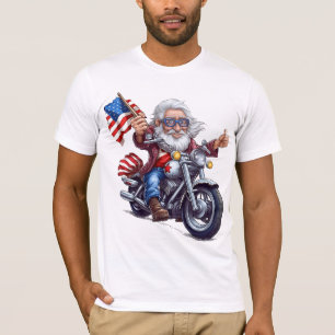 CAMISETA GRANDPA PATRIÓTICA A DIRIGIR UM MOTOCICLO