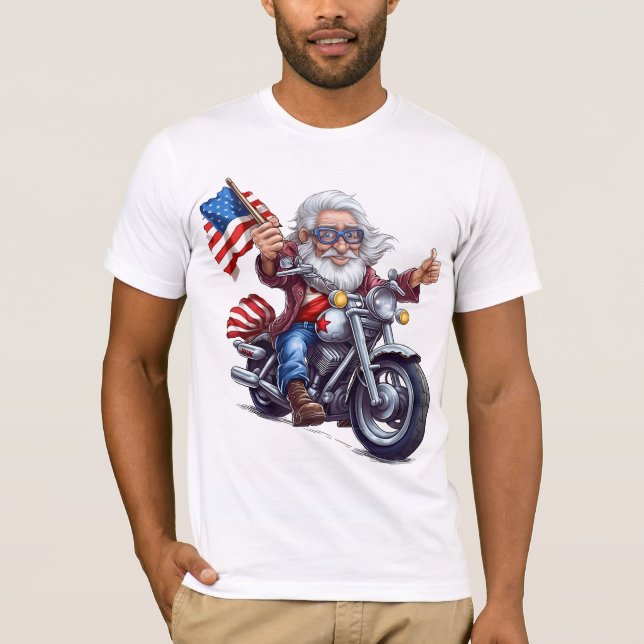 CAMISETA GRANDPA PATRIÓTICA A DIRIGIR UM MOTOCICLO (Frente)