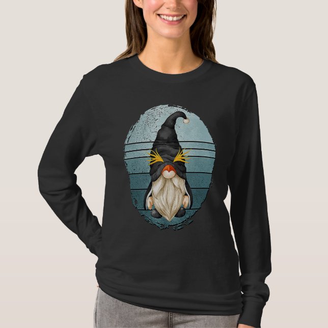Camiseta Grandpa Penguin Gnome Retro Sunset Graphic For Pen (Frente)