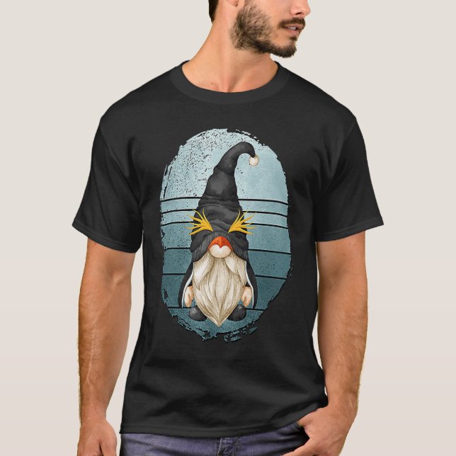 Camiseta Grandpa Penguin Gnome Retro Sunset Graphic For Pen (Frente)