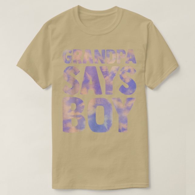 Camiseta grandpa says boy gender reveal pregnancy announcem (Frente do Design)