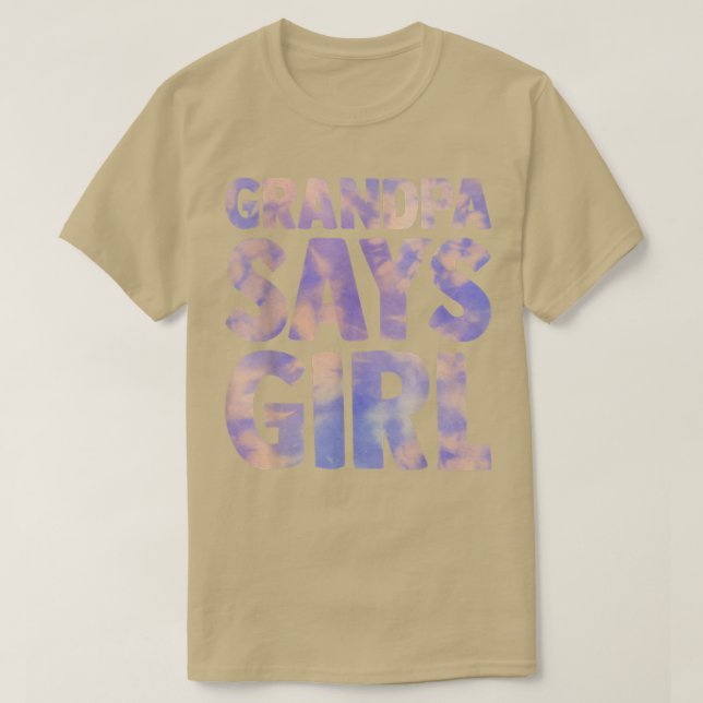 Camiseta grandpa says girl gender reveal pregnancy announce (Frente do Design)